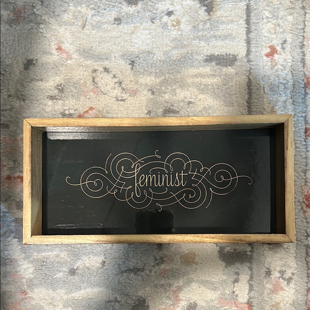 Fringe wooden tray Feminist